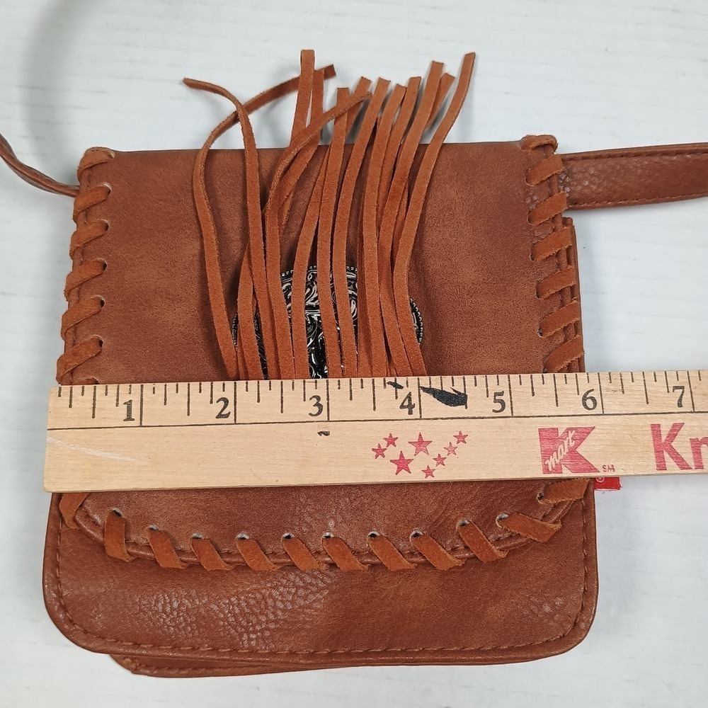 Y2k Union Bay Fringe Buckle Crossbody Purse Brown Western Bag - Picture 6 of 7